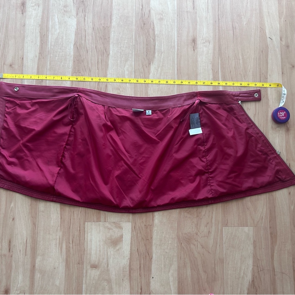 Wilsons Leather Red Asymmetrical Mini Skirt Zipper - Picture 14 of 15